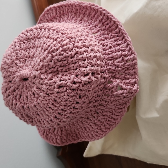 Handmade Summer Crotched Cotton Hat  16 inch Circumference,  6-12 mos - Picture 5 of 8